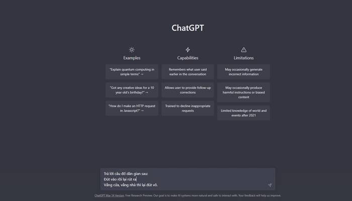 Đặt câu đố để chatGPT hiểu được bao nhiêu tầng ý nghĩa Đặt câu đố để chatGPT hiểu được bao nhiêu tầng ý nghĩa