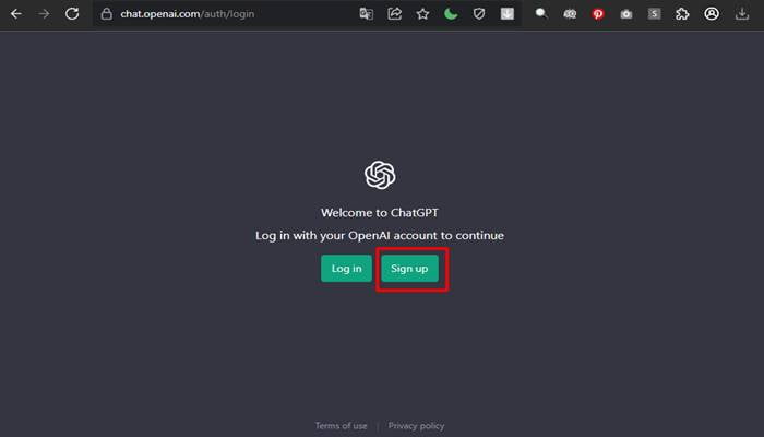 Nhấn vào nút Sign Up để bắt đầu đăng ký Nhấn vào nút Sign Up để bắt đầu đăng ký