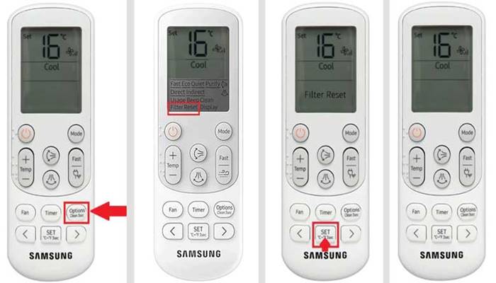 Reset Filter trên remote máy lạnh Samsung Reset Filter trên remote máy lạnh Samsung